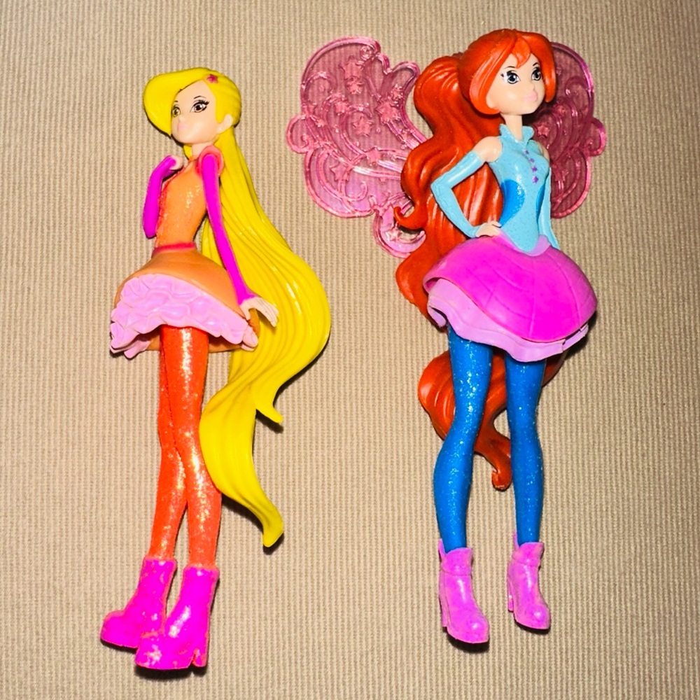 Winx Club Cosmix Bloom Stella Collectible Fairy Figure Doll Figurine Toy Bundle